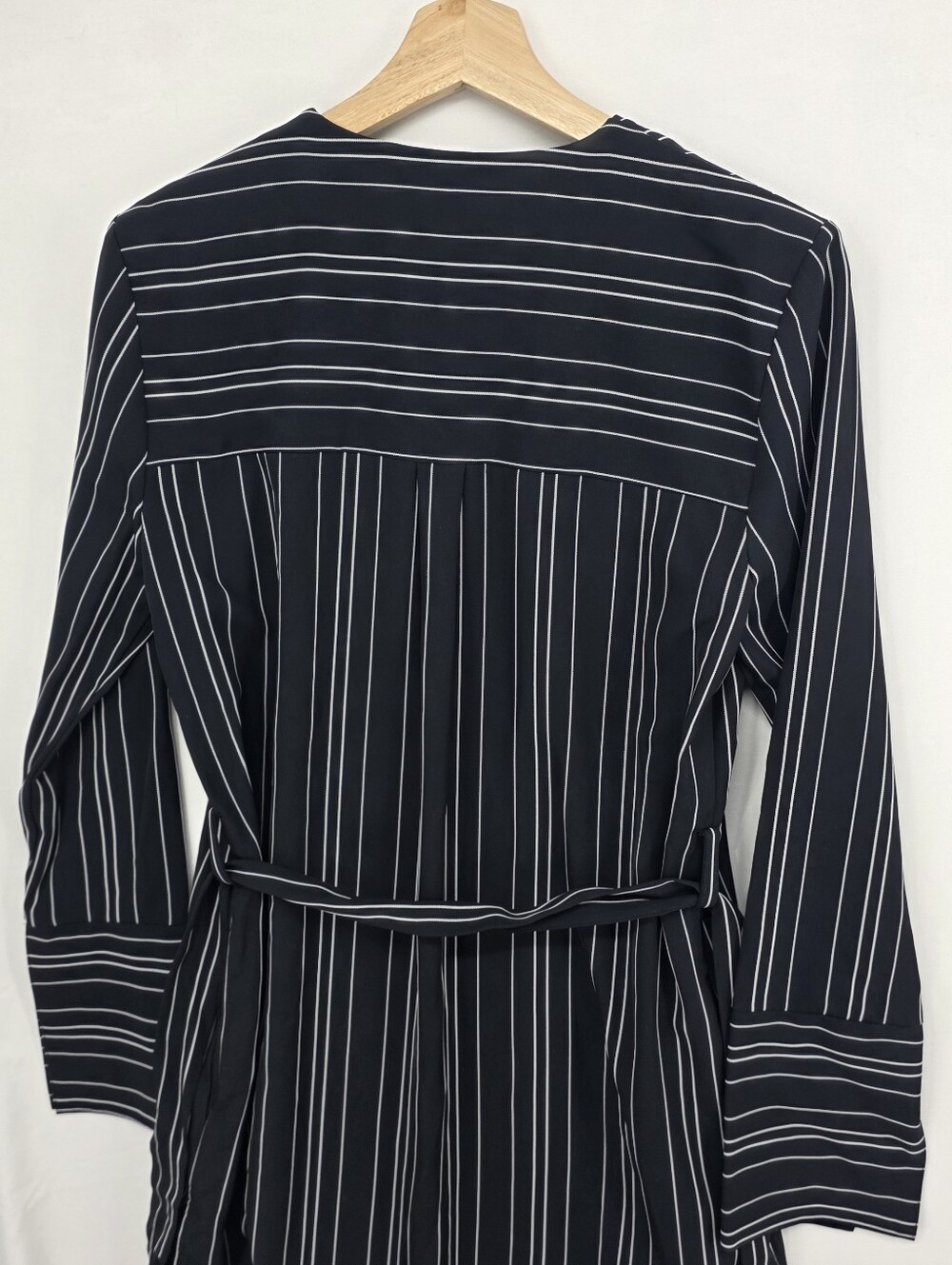 Zara Navy Stripe Duster Cardigan Side Slit Tie Waist Minimalist Coastal Small - Picture 10 of 15